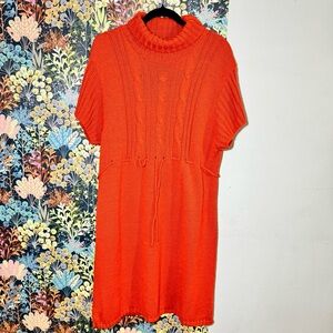 Chesley pumpkin cable knit turtleneck sweater dress pockets OS